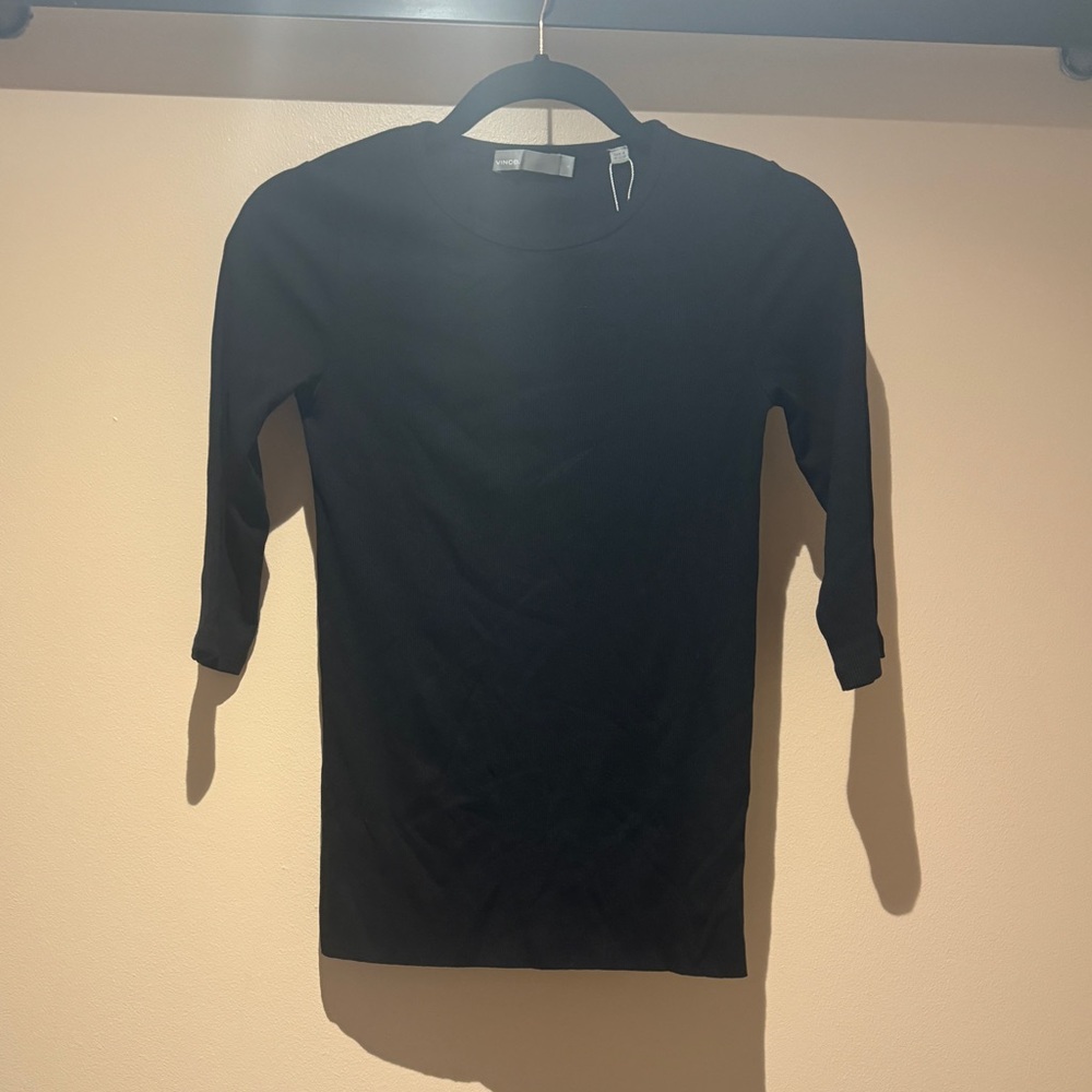 Vince black ribbed crewneck tshirt